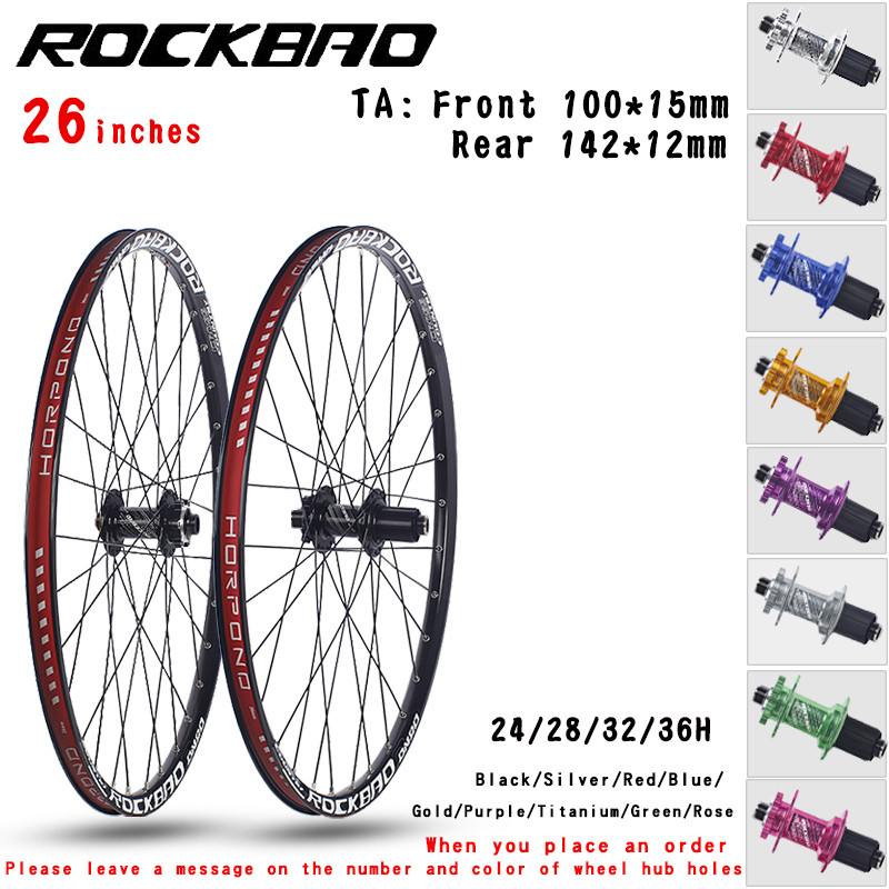 ROCKBAO Mountain bike wheelset 24/26/27.5/29 inches Disc Brake  Aluminum alloy 4Bearings 7-12speed T