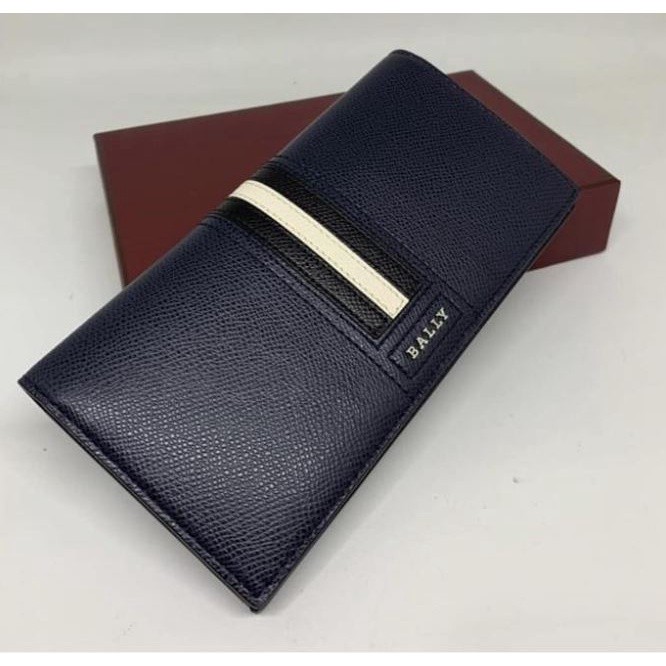 BALLY Long Wallet Baliro Navy Leather Continental Authentic FULLSET