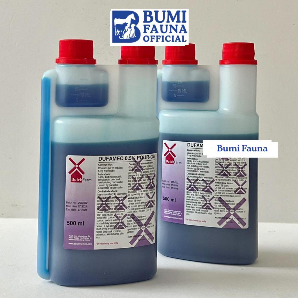Dufamec 0.5% Pour On 500 ml Ivermectin Obat Parasit Tetes Cacing Scabies Gatal Ternak Sapi Kuda Anji