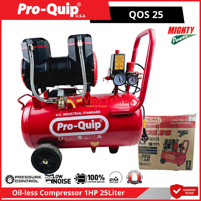 PROQUIP QOS 25 Mesin Kompresor Udara Compressor Silent Oilless 1HP 25Liter QOS25