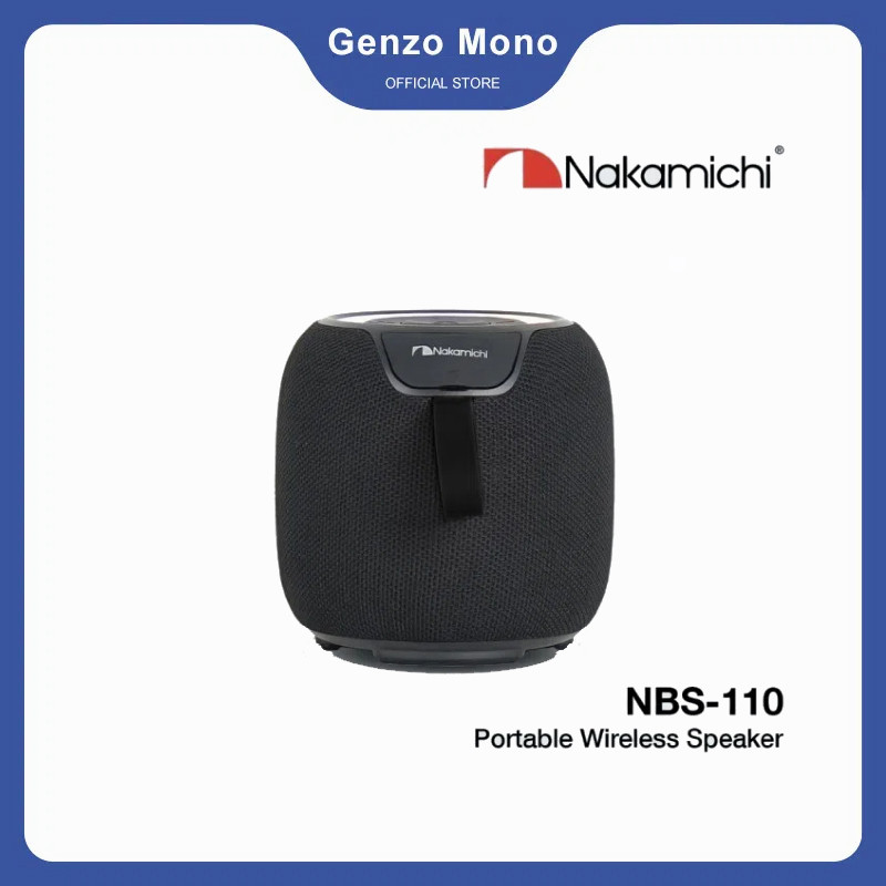 Nakamichi NBS-110 Speaker Portabel Nirkabel dengan Suara Berkualitas Tinggi, Bluetooth 5.0, RGB LED,
