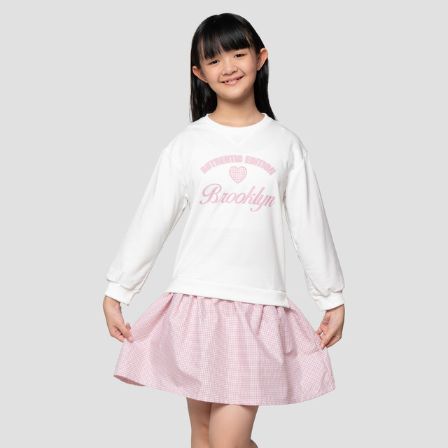 Nevada Kombi Woven Kotak Midi Dress Anak Perempuan 123372333