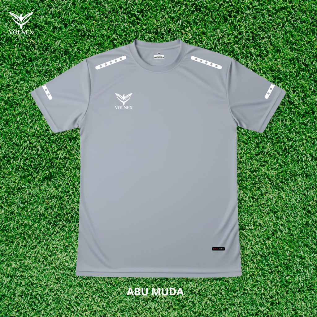 VOLNEX Kaos Olahraga Running, Training, / Jersey DriFit Milano Warna Putih,Oren,Biru Muda, Abu VL019