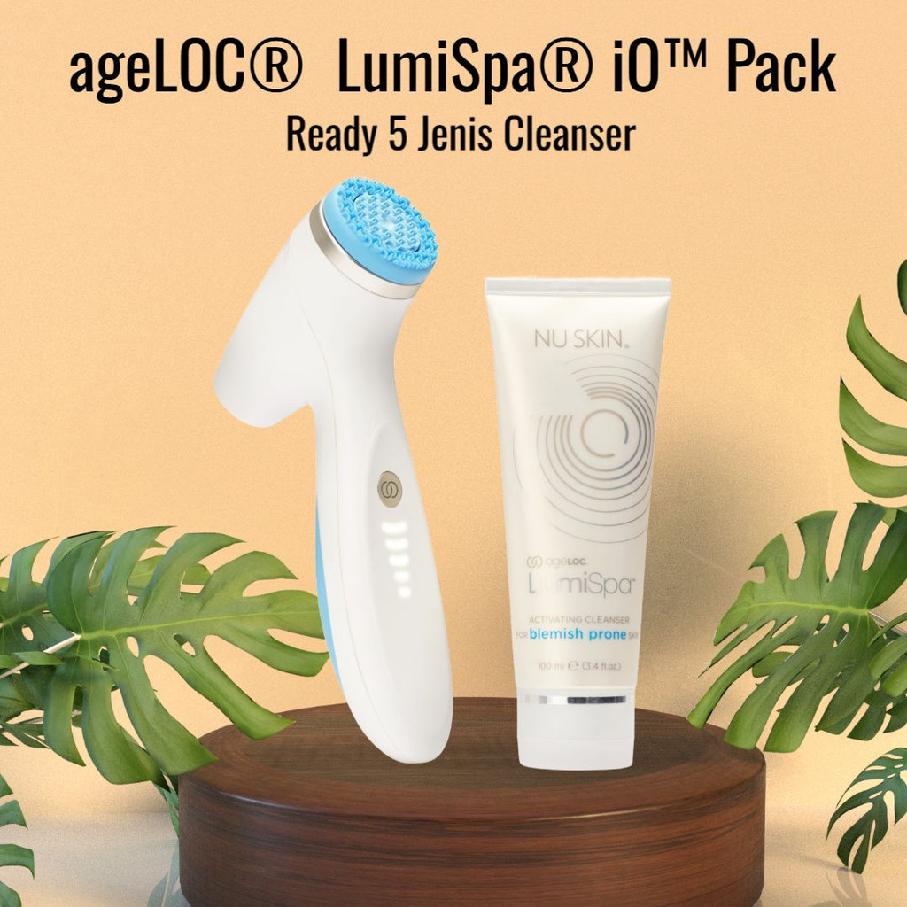 Paket Alat Cuci Muka / LumiSpa iO + Cleanser - Teknologi Getar & Silicone Bristles, Deep Cleansing A