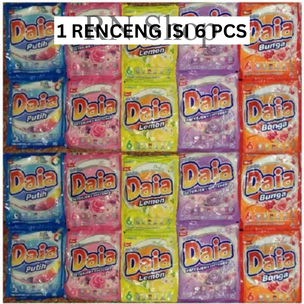 RN Shop (1 RENCENG ISI 6 PCS) Daia Soklin Detergent Renceng 500an Sachet 23 gr Eceran Per Renteng So