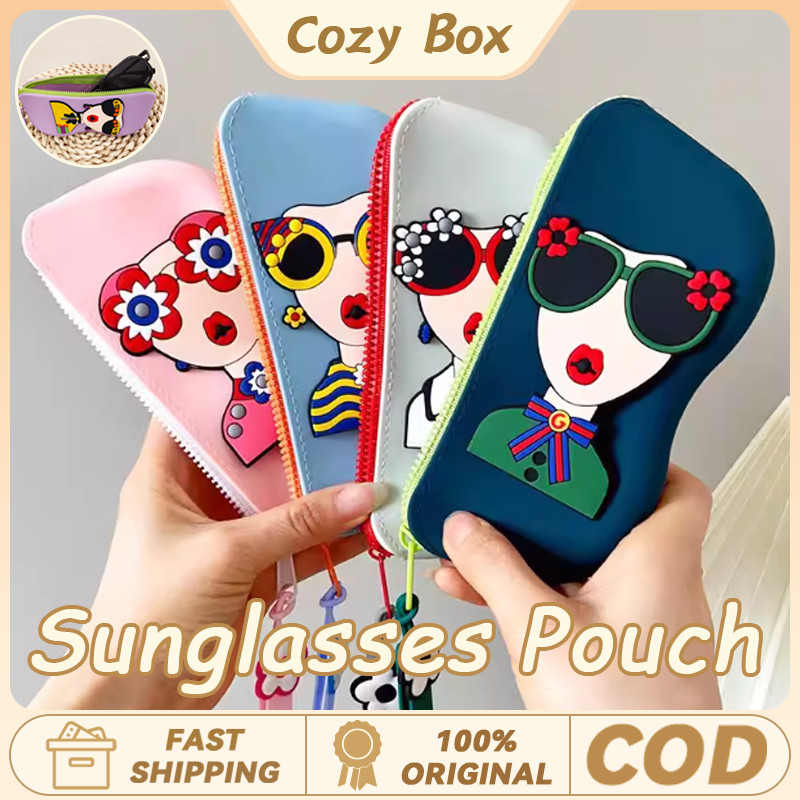Tas Kacamata Silikon Multifungsi/Pouch Kacamata Portable dengan Resleting/Dapat Menampung Berbagai M
