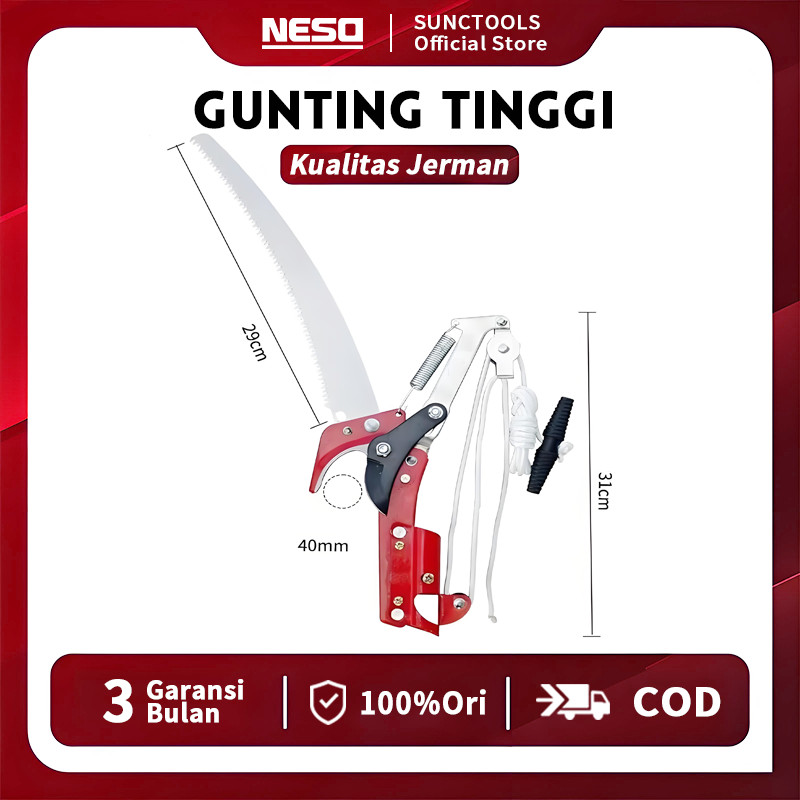 JERMAN NESO Top Gunting Dahan Tinggi 350MM (COD) Gunting Dahan Tali Gunting Cabang Tinggi Gergaji Ra