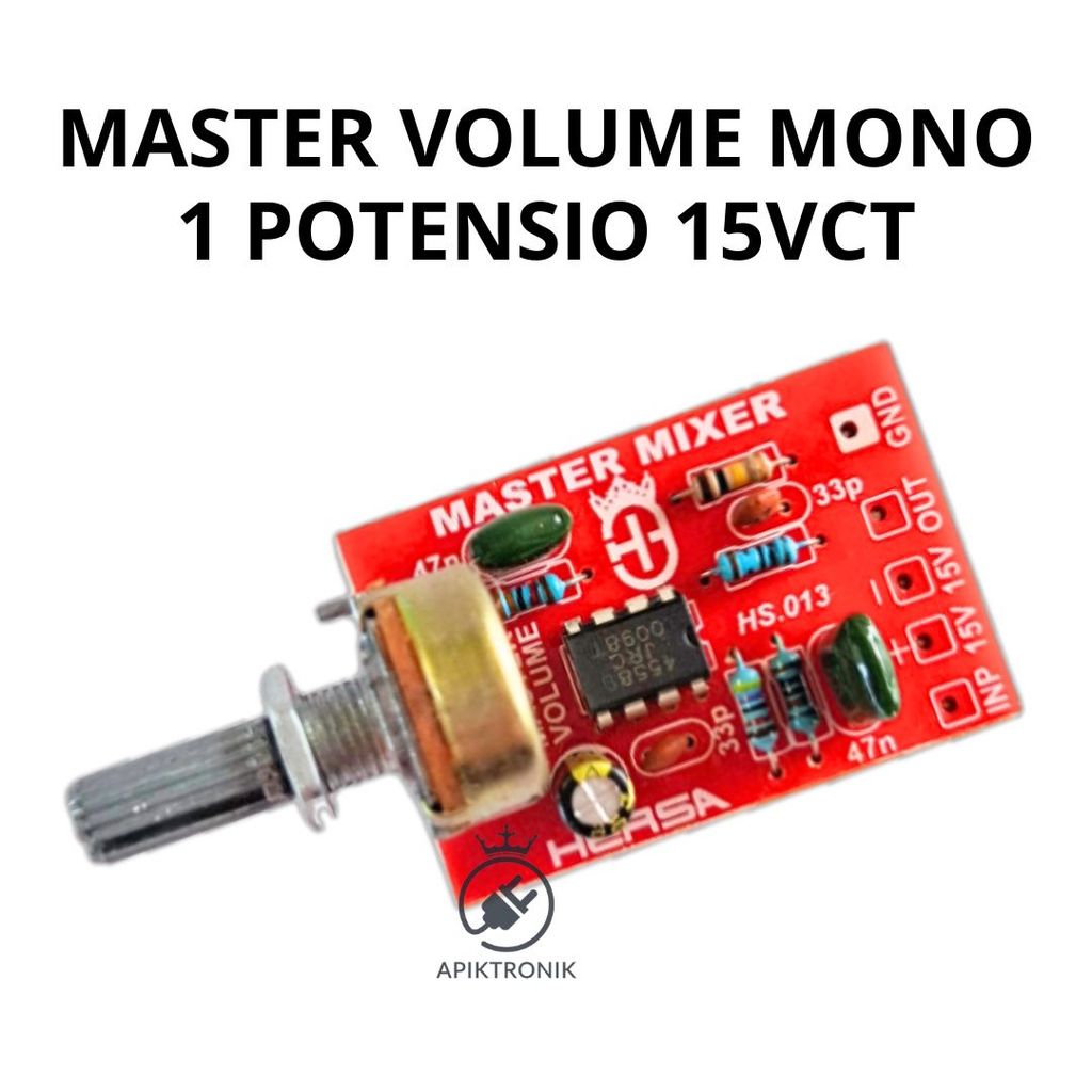 KIT Master Volume Mono 1 Potensiometer Preamp JRC4558 Supply 15V DC CT
