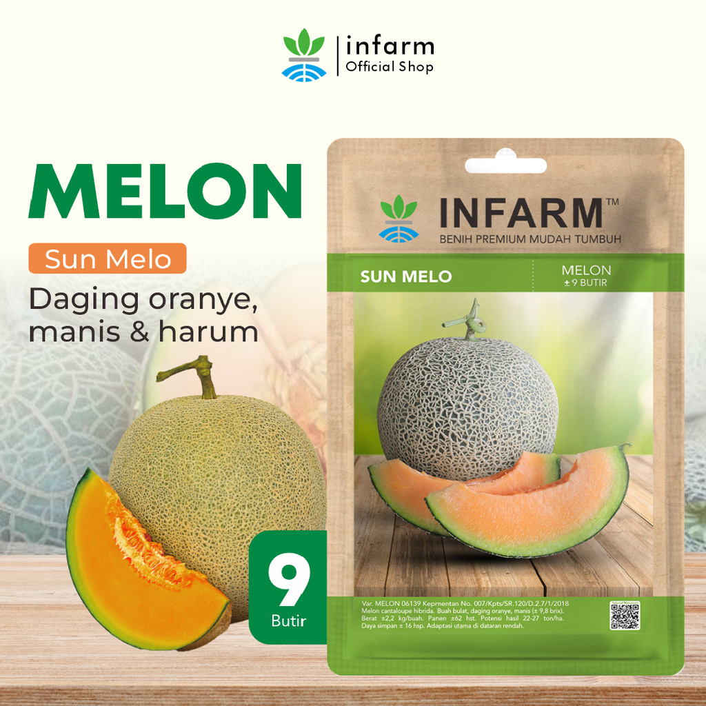INFARM - Benih Buah Melon Sunmelo, Bibit Buah Melon Unggul Bibit Melon Hibrida Premium Berkualitas