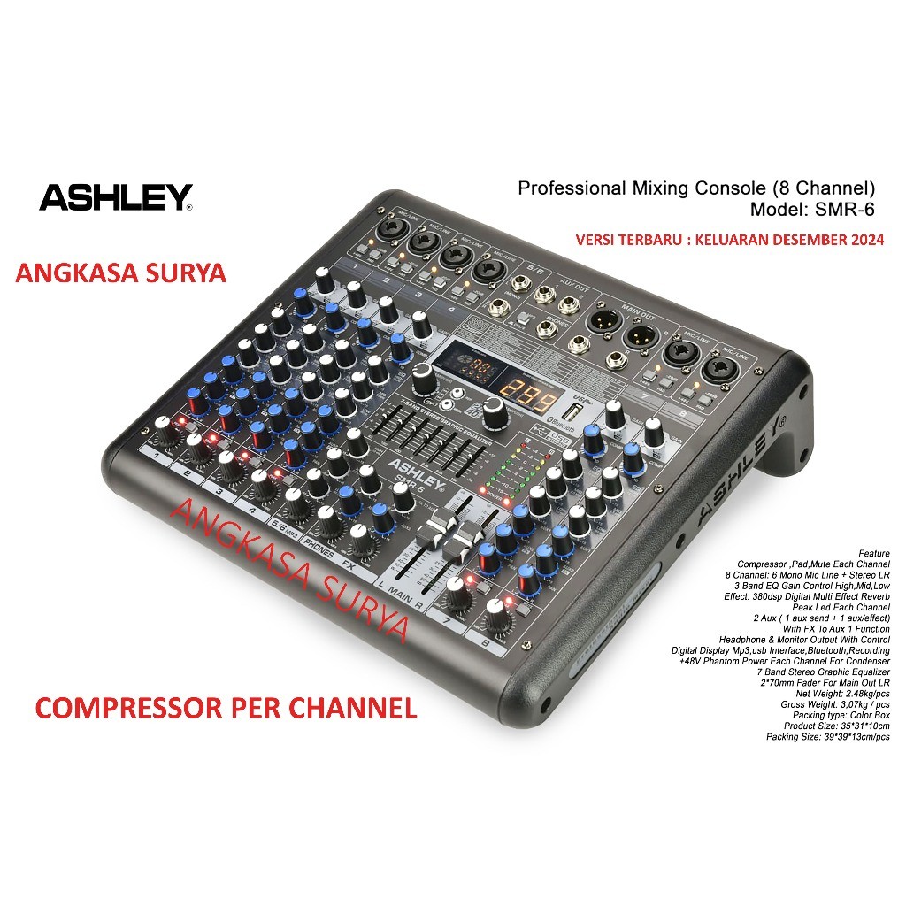 Mixer Ashley SMR 6 ORIGINAL / MIXER 6 channel  AUDIO ASHLEY SMR6 Compressor Tiap Channel