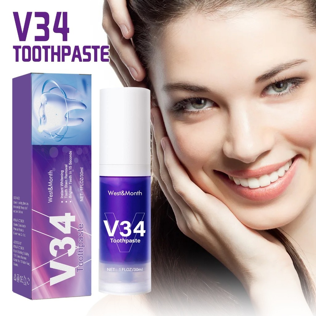 West&Month V34 Purple Toothpaste 30ml Penghilang Bau Mulut Penghilang Bau Mulut Gigi Berlubang Tooth