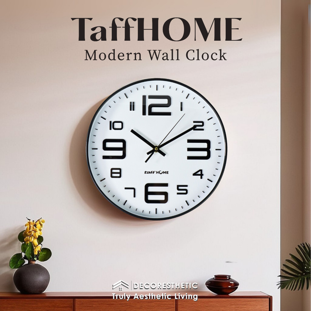 Decoresthetic TaffHOME Jam Dinding Quartz Kamar Kaca Jam Hiasan Dinding Aesthetic Minimalis
