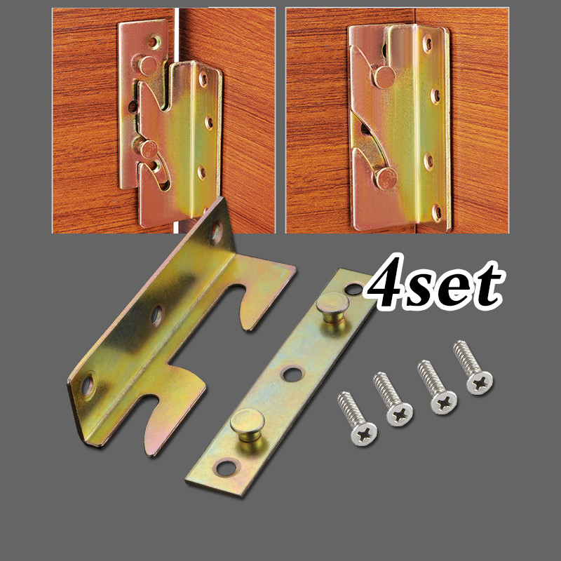 4pcs/set Hak Ranjang Baut / Braket Dipan Bed Fitting / Bracket Tempat Tidur / Hak Dipan Tempat Tidur