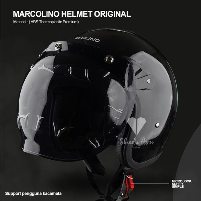 HELM MARCOLINO RETRO VISOR ORIGINAL - BLACK DOP, M