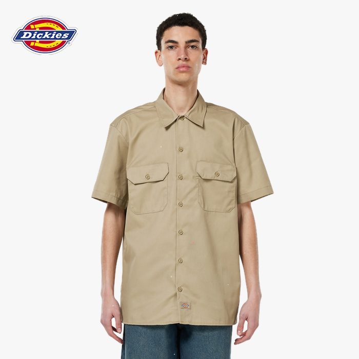 DICKIES - 1574 Short Sleeve Shirt, Khaki - Kemeja Kerja Lengan Pendek