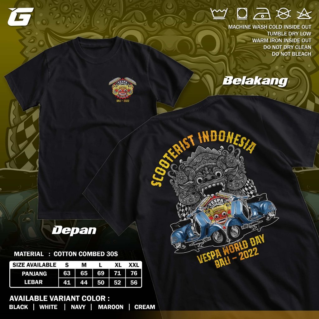 KAOS VESPA WORLD DAY BALI 2022 | TSHIRT VWD 22 SCOOTERIST INDONESIA WORLD DAYS | BAJU EVENT JAMBORE 