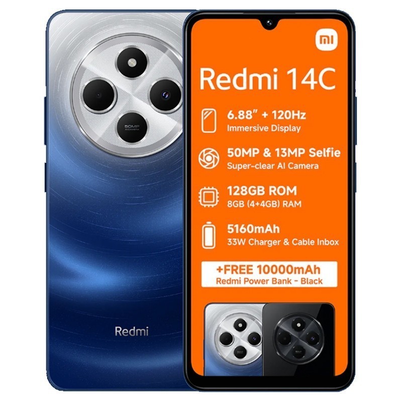 HP  REDMI 14C 8GB/256GB LAYAR 6.88" REFRESH RATE 120Hz 50MP DUAL KAMERA AI NFC