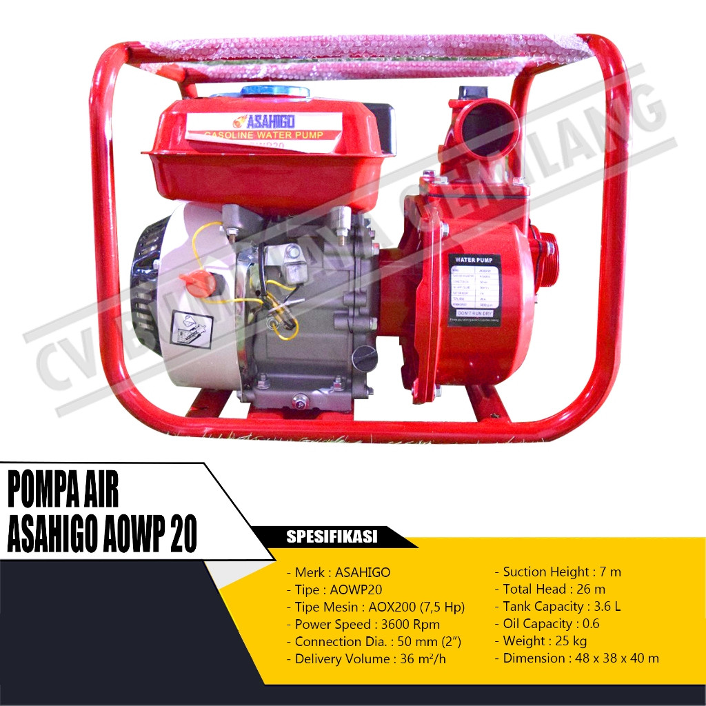 Pompa Air Sawah ASAHI MESIN POMPA AIR IRIGASI / GASOLINE WATERPUMP ASAHIGO AOWP 20 2 INCH (4 TAK) Ma