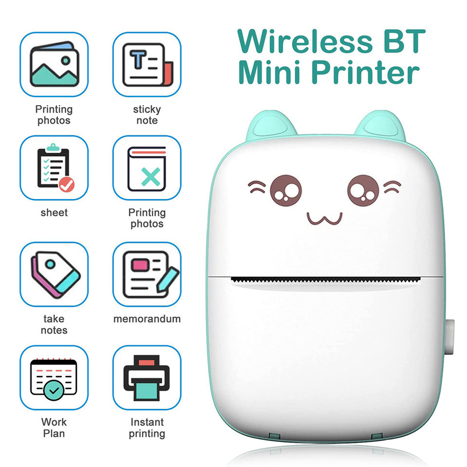Thermal Sticker Printer Mini Printer Sticker Portable Bluetooth Inkless Pocket Printer with iOS & An