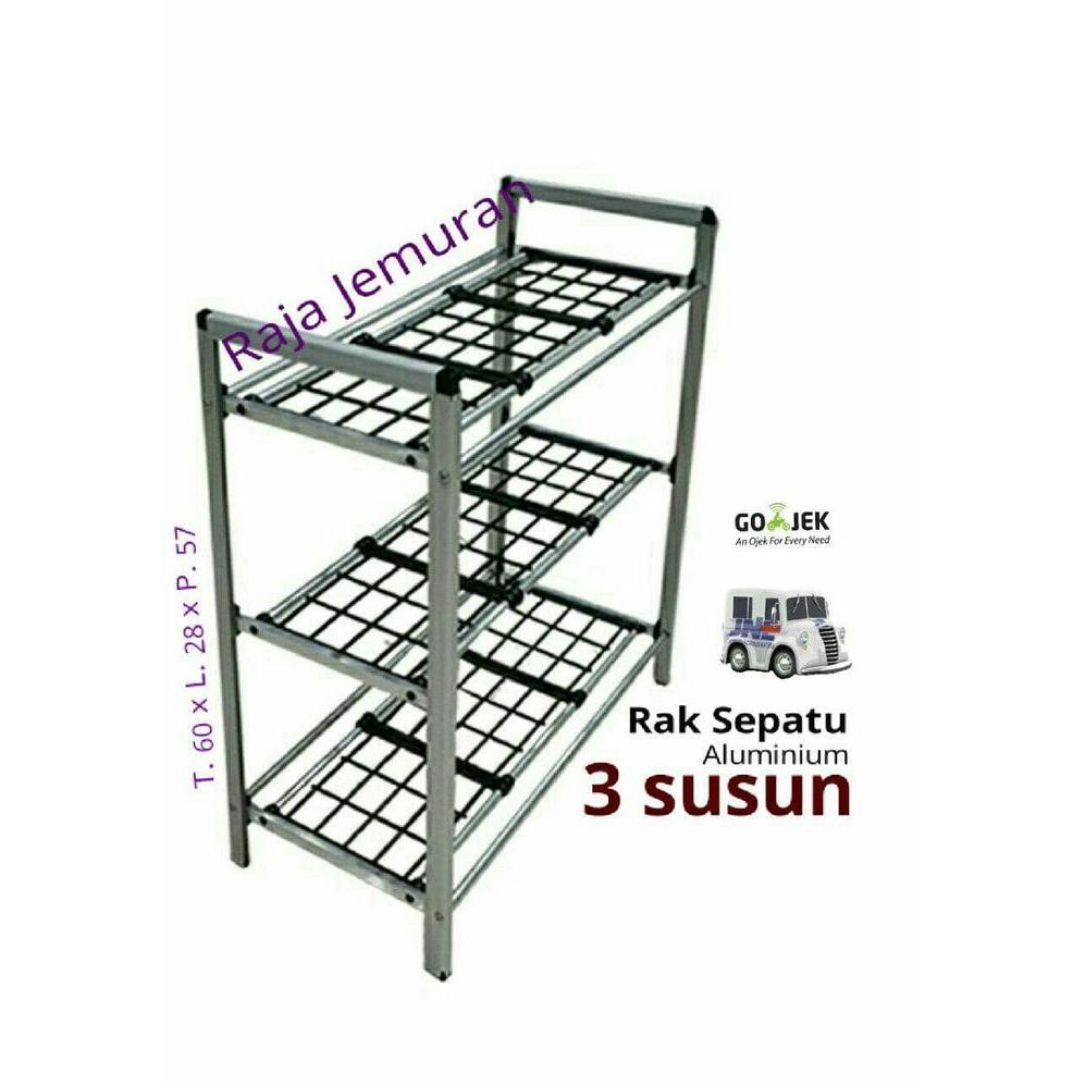 Rak Sepatu Aluminium 3 susun