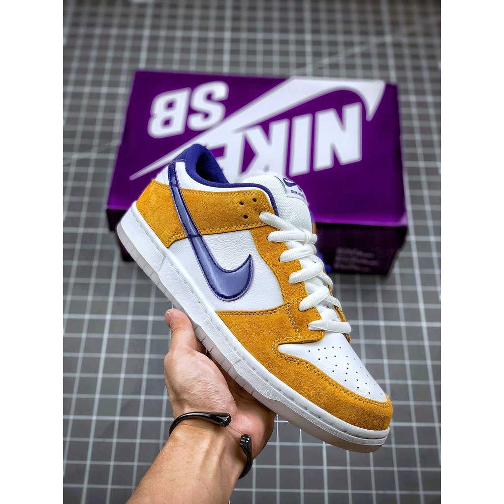 Nike SB Dunk Low Laser Orange Sepatu Skate Lakers Orange Ungu