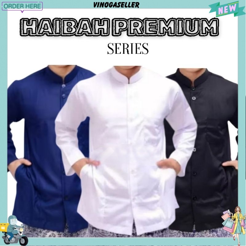 baju koko habaib haibah habib polos lengan panjang model Ammu amu baju lebaran pria baju koko lengan