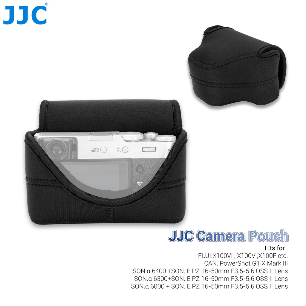 Tas Kamera JJC untuk Fujifilm X100VI, Tas X100V X100F X100S X100T, Tas Jinjing Portabel Hitam Lembut