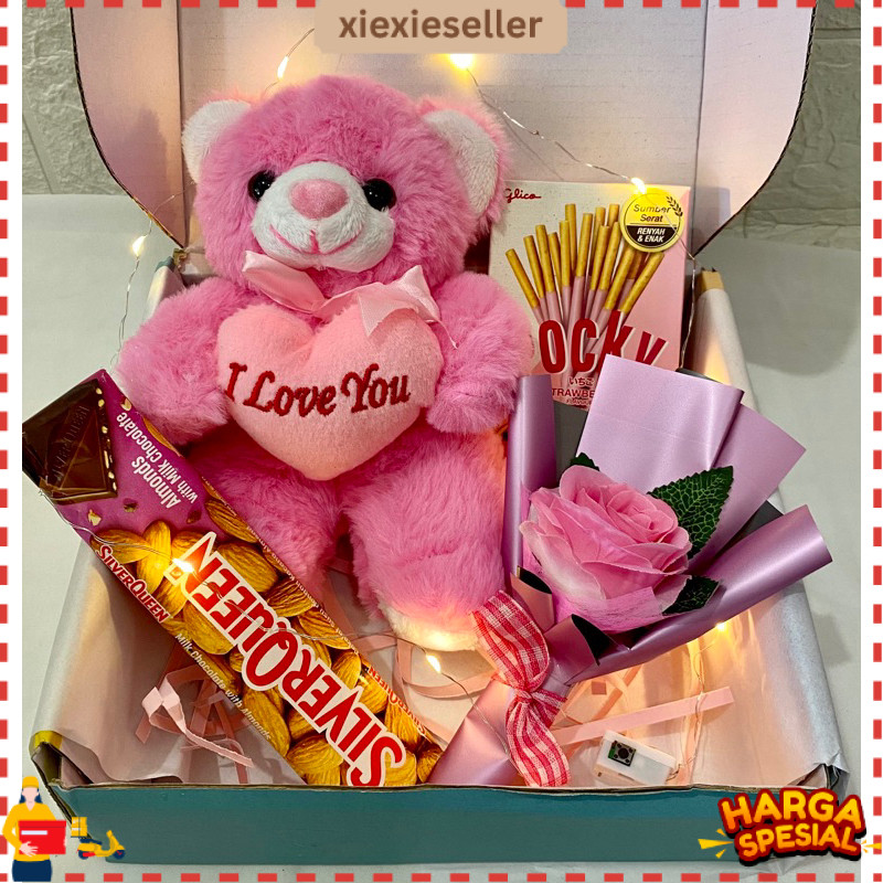 BISA COD Kado Boneka Snack Hampers Ulang Tahun Kado Ulang tahun Aniversary Wisuda Kado Valentine Bon
