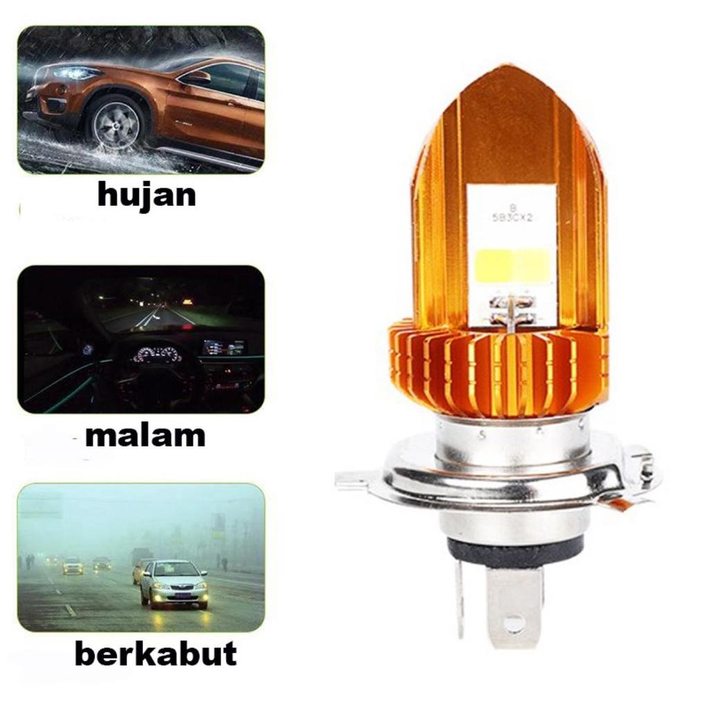 Lampu Utama JS-08 Bohlam H4 mobil & motor 2 warna laser Headlamp IP67 super terang AC DC bola lampu 