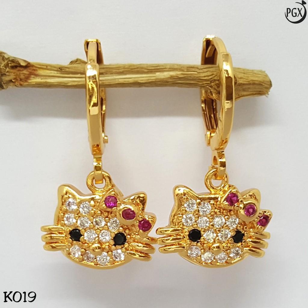 Perhiasan Sendika Acc Anting Anak Dan Dewasa Motif Hello Kitty Emas 24K#TrendyJewelry