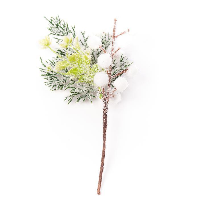 Hiasan Bunga Natal Tangkai Kecil Cherry Merah Putih Pinus Hiasan Aksesoris Dekorasi Hiasan Pohon Nat