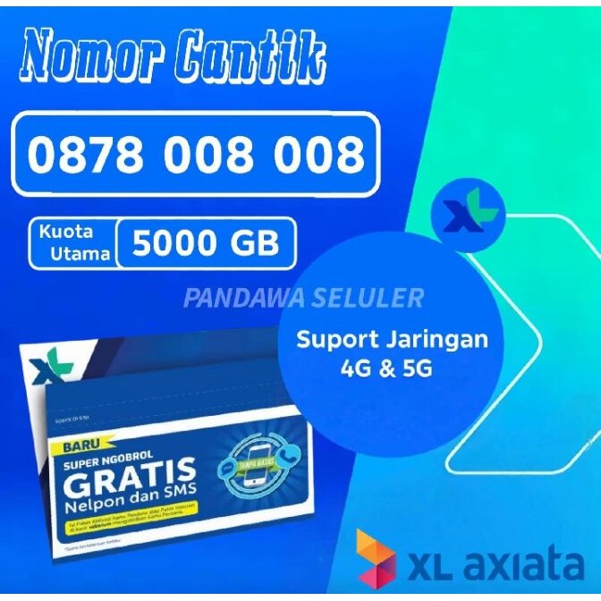 Kartu Perdana Nomor Cantik XL Dengan Bonus Kuota Utama 5000GB Suport Jaringan 4G/5G