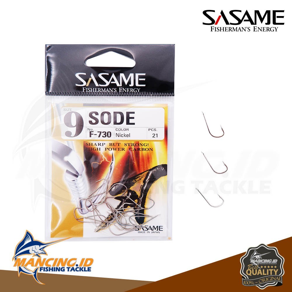 Sasame SODE F-730 Flat Carbon Hook Kail Pancing Ikan Mas Gurame Bawal Patin Hiu Anti Moncel Made in 