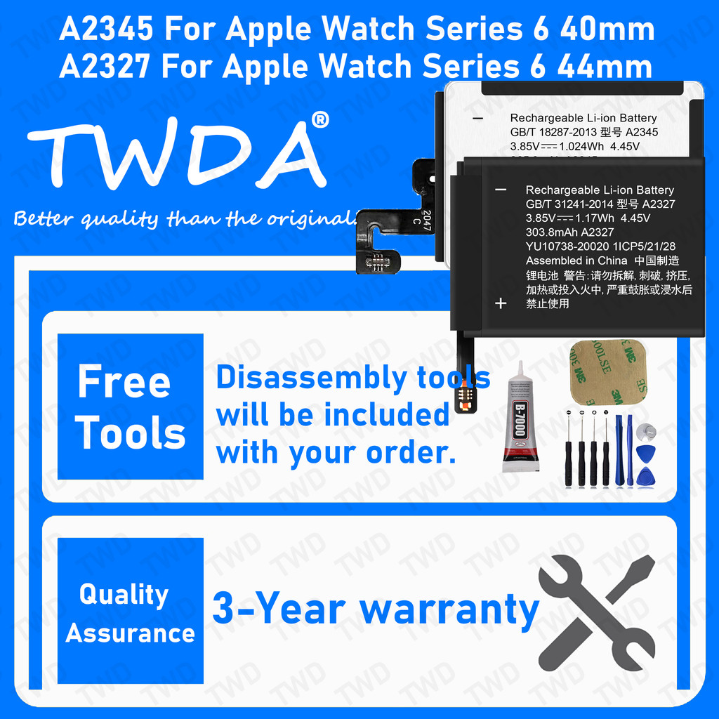 A2345 A2327 Large capacity Battery For APPLE Series 6 40mm 44mm/iWatch 6 40mm 44mm SmartWatch Batter