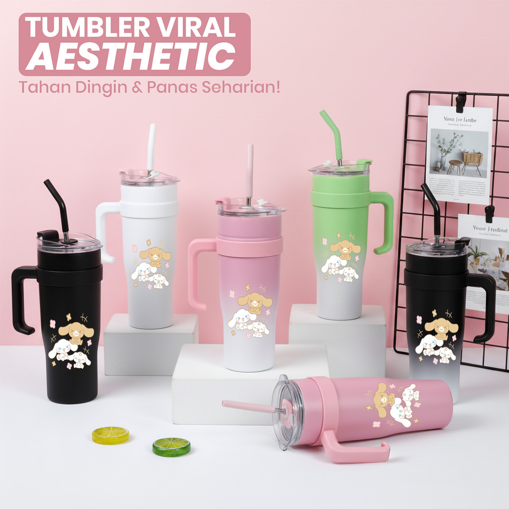 Tumbler Botol Air CINNAMOROLL Tahan Lama Tahan Asam dan Basa Tumbler Botol Air Jumbo tahan panas din
