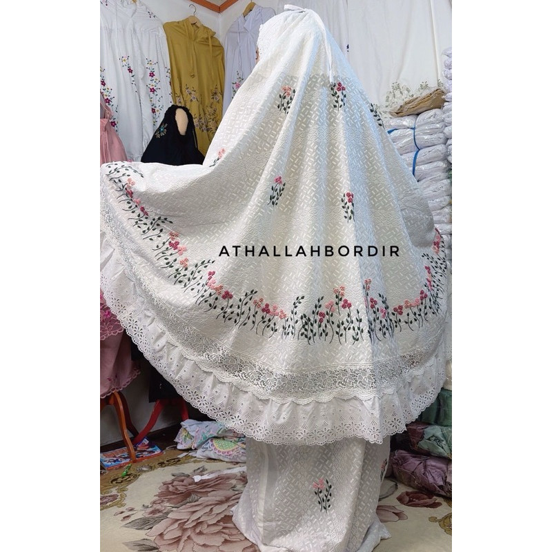 Mukena Sulam Katun Paris Bordir Strimin Halus