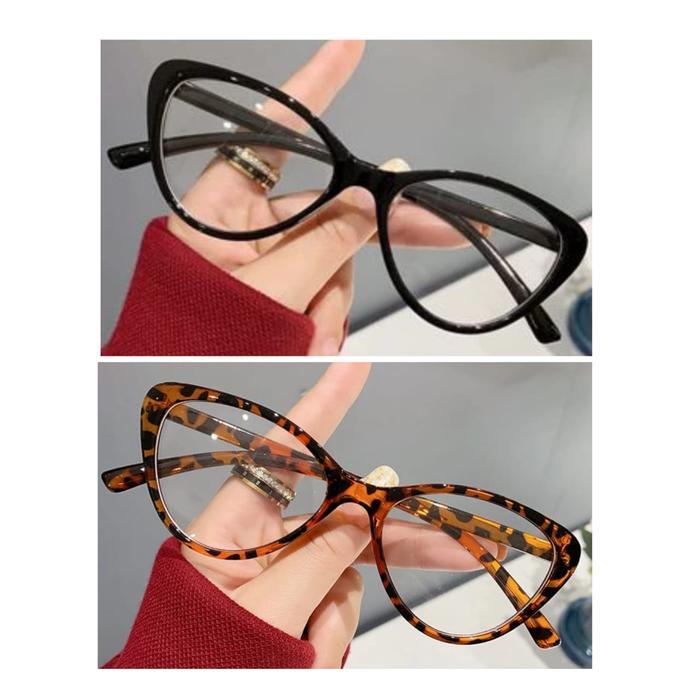 Comfy Style 3 Pcs - Kacamata cat eye wanita termurah - Hitam & Leopard, Hitam