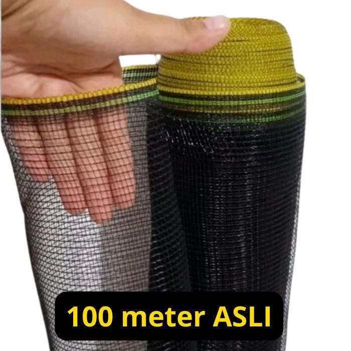 PROMO  Jaring Pagar Ayam Waring Roll 100 Meter  ASLI - Senar Tebal Hitam List Kuning - -, -
