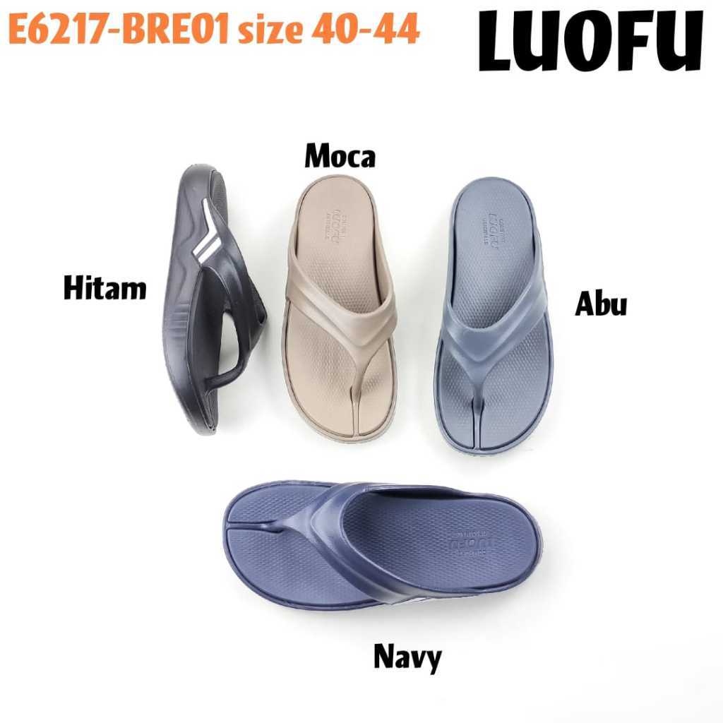 E6217-BRE01 LUOFU ORIGINAL jelly sandal jepit karet empuk murah pria sepatu sendal cowokLuofu Bara B