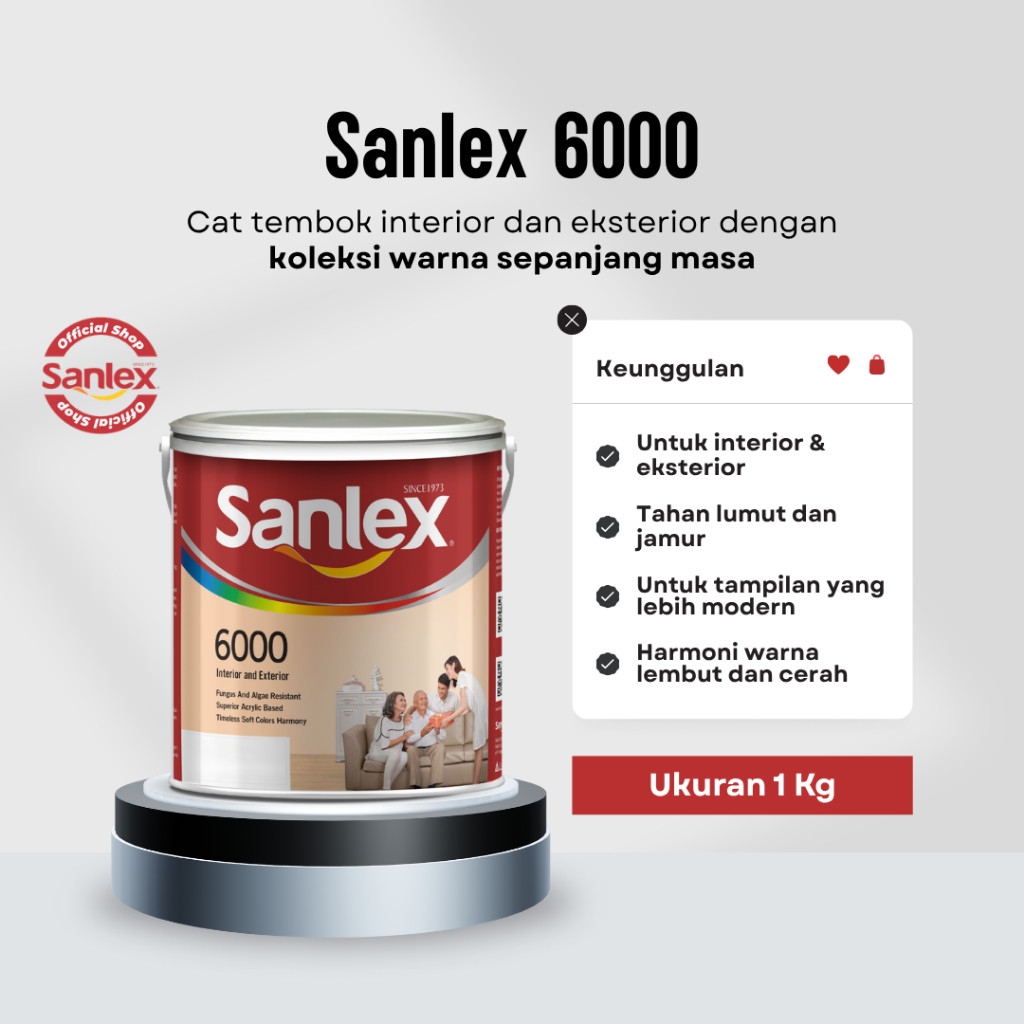 Sanlex 6000 - Cat Tembok Interior dan Eksterior - 1 Kg