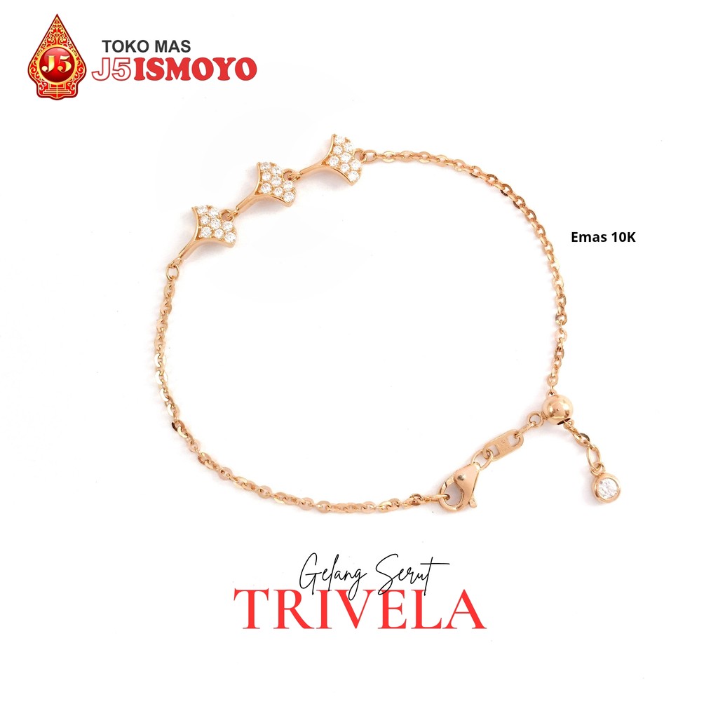 Gelang Emas Mas Asli 10K Model Rantai Serut Trivela J5 Ismoyo