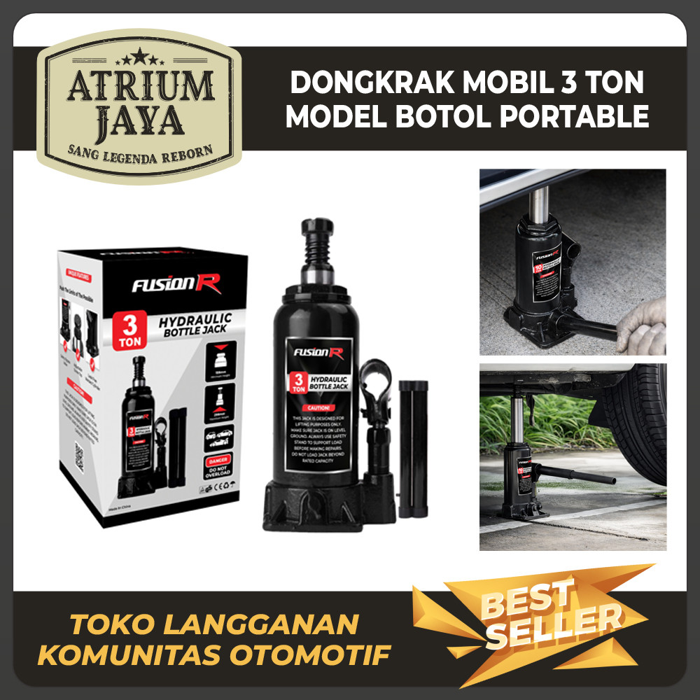 Atrium Jaya | Dongkrak Mobil 3 Ton Hidrolik Jack / Fusion R Dongkrak Botol 3 Ton Portable Universal