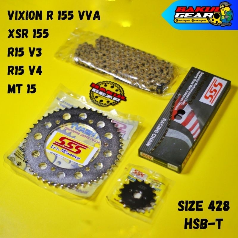 Gear set SSS R15 V3 XSR 155 MT 15 R15V3 V4 XSR155 VVA Rantai GOLD ORIGINAL 100%
