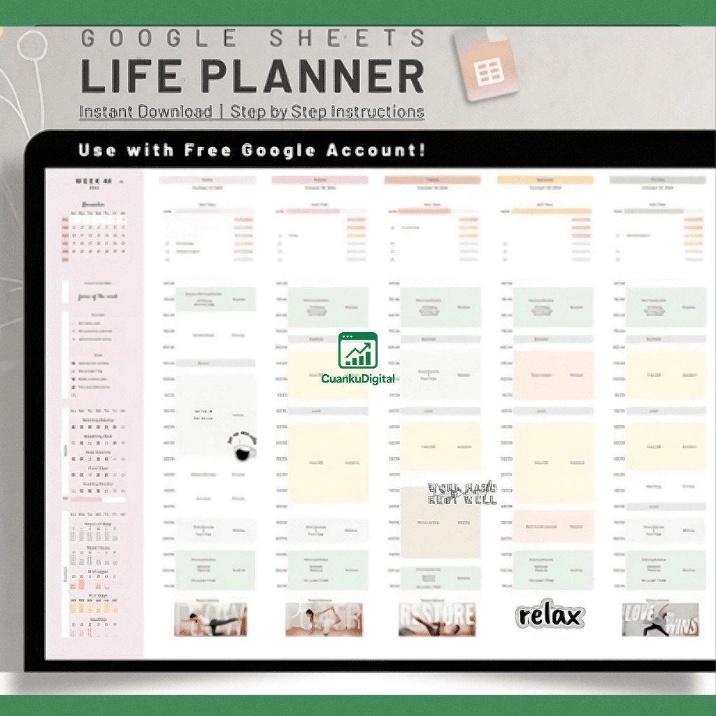 Template Google Sheets Planner Digital Jadwal Harian Kalender Tahunan & Task Tracker