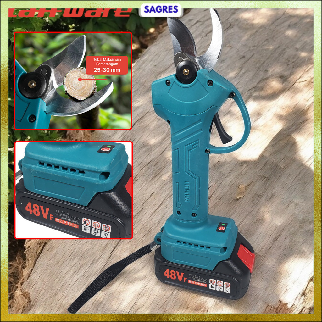 Taffware Gunting Taman Elektrik Pruning Shear Scissors 48Vf 1500mAh - VIO48