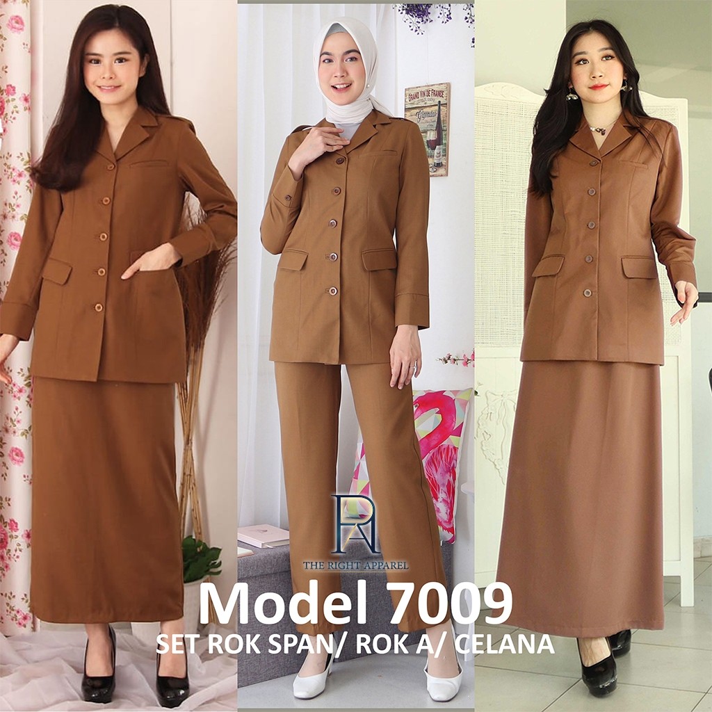 Seragam PNS ID - Blazer Seragam Wanita Formal Kerah Jas Lengan Panjang 3 Kantong Stelan ROK A / ROK 