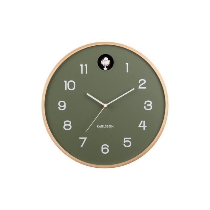 Karlsson Wall Clock Natural Cuckoo - Jungle Green
