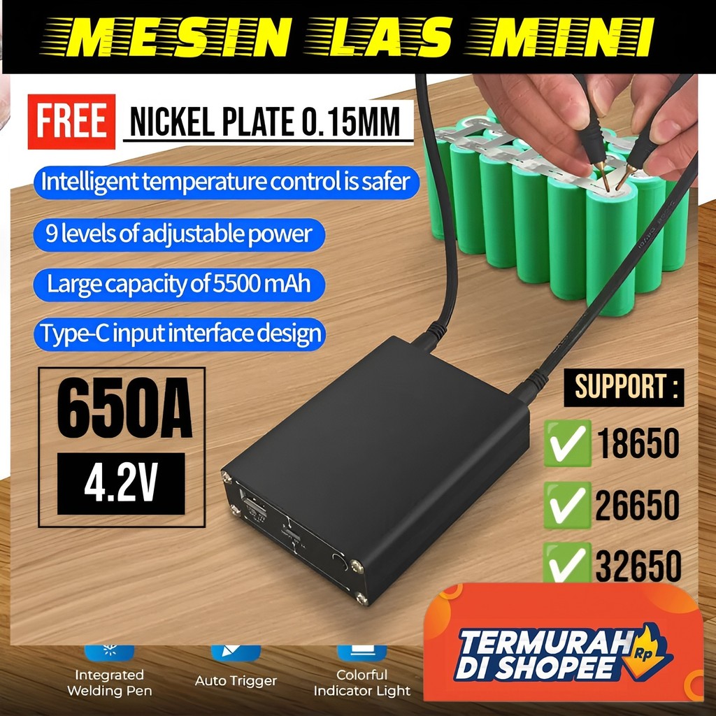 Spot Welder Portable Baterai 18650 Alat Las Titik Rakit Baterai DIY Spot welding