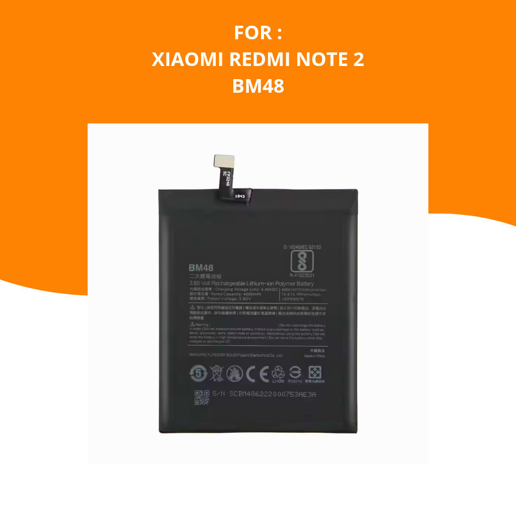 Baterai Xiaomi Redmi Note 2 Original  Battery Xiaomi Redmi Note 2 Original  BM48