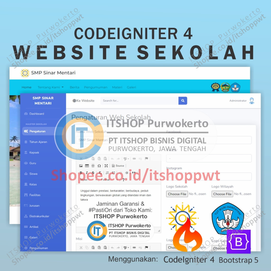 Source Code Aplikasi Website Sekolah menggunakan Codeigniter 4 MySQL